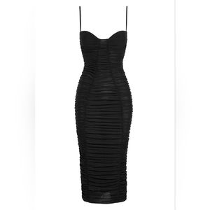 Leau Storm Bustier Mesh Midi Dress